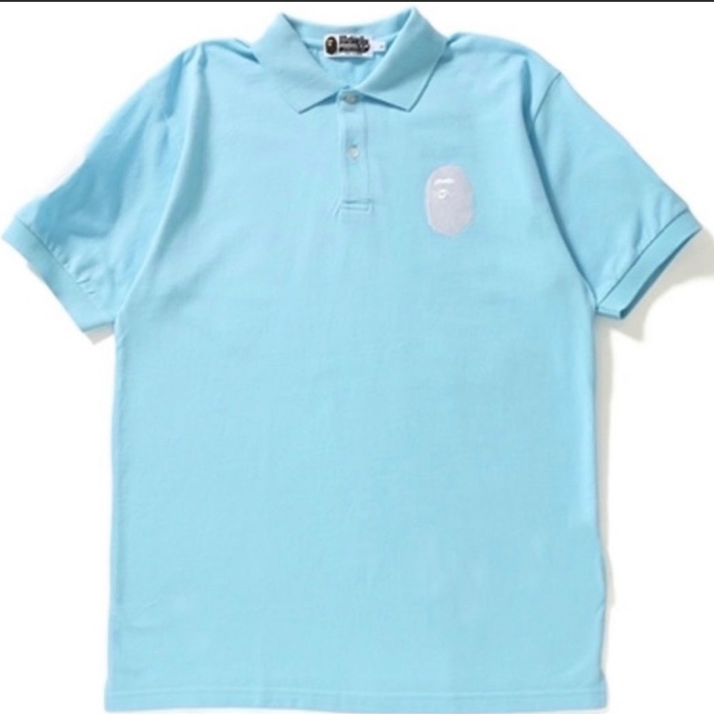 Bape large ape head polo light blue